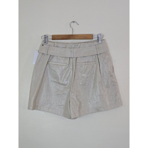 Nine West Belted Linen Blend Shorts Womens Size Small Metallic Gold Welt  Pocket - Picture 5 of 12